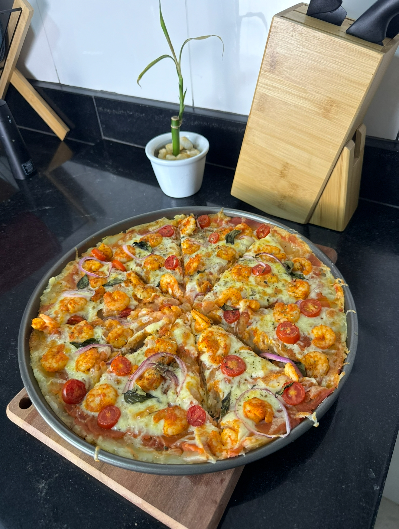 Pizza Saudável de Camarão